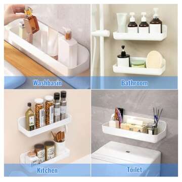 Durable Acrylic Wall Mounted Adhesive Shower Caddy set