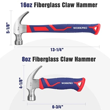 WORKPRO 2 Piece Claw Hammer Set for DIY Enthusiasts