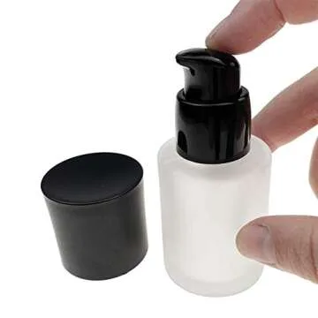 vipolish 2 Pcs 30ML 1OZ Upscale Empty Refillable Frosted Glass Pump Bottle Liquid Foundation Container Dispenser Storage Vial Lotion Essence Emulsion Sample Case for Travel