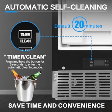 ICEPURE Under Counter Ice Maker with Drain Pump, Built-In15 inch Wide, 80 lbs/24H Freestanding Commercial Ice Machine, Auto-Cleaning, 24H Timer 26 lbs Storage Stainless Steel for Home and Commercial