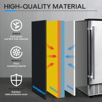 ICEPURE Under Counter Ice Maker with Drain Pump, Built-In15 inch Wide, 80 lbs/24H Freestanding Commercial Ice Machine, Auto-Cleaning, 24H Timer 26 lbs Storage Stainless Steel for Home and Commercial