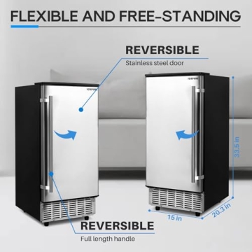 ICEPURE Under Counter Ice Maker with Drain Pump, Built-In15 inch Wide, 80 lbs/24H Freestanding Commercial Ice Machine, Auto-Cleaning, 24H Timer 26 lbs Storage Stainless Steel for Home and Commercial