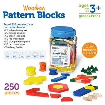 Learning Resources Wooden Pattern Blocks Set of 250 Creative Math Fun