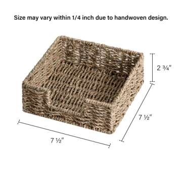 StorageWorks Napkin Holder for Table, Cocktail Napkin Holder, Rustic Napkin Holder, Flat Napkin Holder, Napkin Dispenser, 7 ½"L x 7 ½"W x 2 ¾"H, 1 Pack