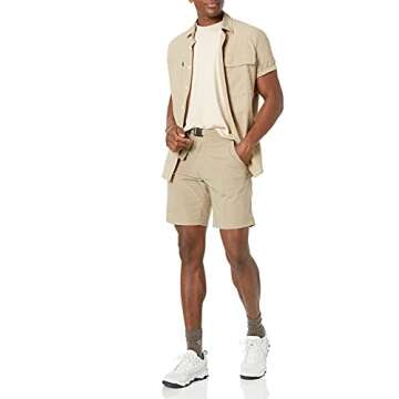 Men's Moisture Wicking Hiking Shorts in Light Khaki