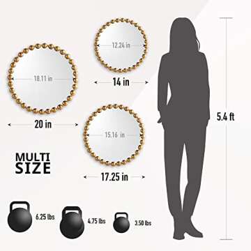 MADISON PARK SIGNATURE Wall Décor Marlowe Metal Spherical Frame Round Mirror for Living Room