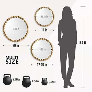 MADISON PARK SIGNATURE Wall Décor Marlowe Metal Spherical Frame Round Mirror for Living Room