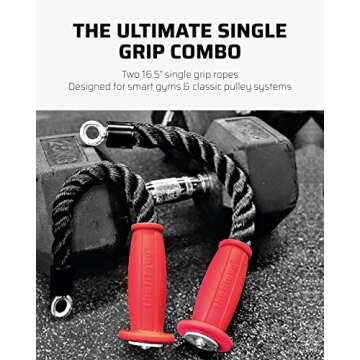 THEFITGUY 2 Ergonomic Single Grip Tricep Rope Cable Attachments, Comfort Non-Slip Grip, Reducing Wri...