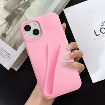 TRADAY Lip Gloss Phone Case Pink for iPhone 13/14 for Women Girls Protective Silicone Shockproof Sli...