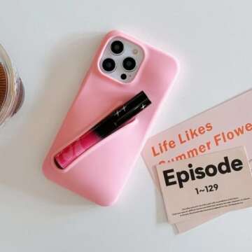 TRADAY Lip Gloss Phone Case Pink for iPhone 13/14 for Women Girls Protective Silicone Shockproof Slim Funny Stylish Phone Case Compatible with iPhone 13/14（Pink）