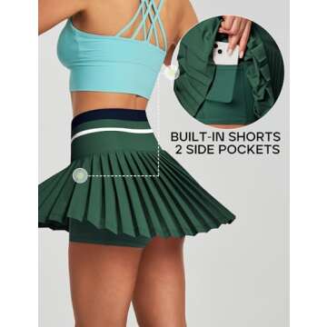 Heathyoga Women's Pleated Tennis Skirt with Pockets