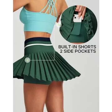 Heathyoga Women's Pleated Tennis Skirt with Pockets