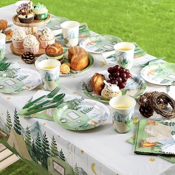 Camping Party Tableware Set for 20 Guests - Complete Supplies