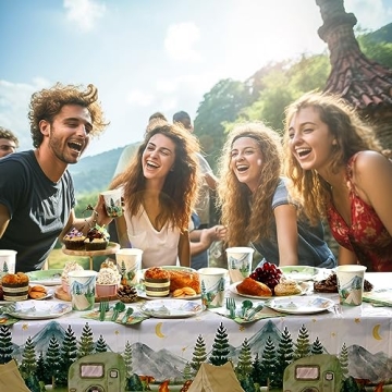 Camping Party Tableware Set for 20 Guests - Complete Supplies