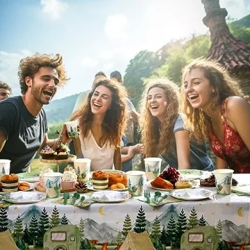 Camping Party Tableware Set for 20 Guests - Complete Supplies