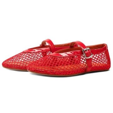 Stylish Kitulandy Women's Mesh Ballet Flats Red Comfortable