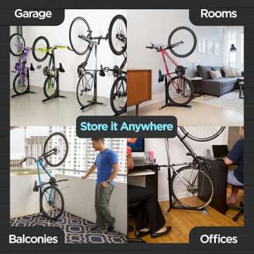 Bike Nook Bike Stand & Vertical Storage Rack The Original Vertical Bicycle Floor Stand for Garage Storage and Indoor and Outdoor use, Perfect Bike Accessories for Small Spaces with No Drilling