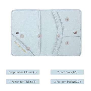 Lychii Passport Holder Cover, PU Leather Travel Wallet Case Organiser for Passport, Business Cards, Credit Cards, Boarding Passes (Blue(wallet+tag))