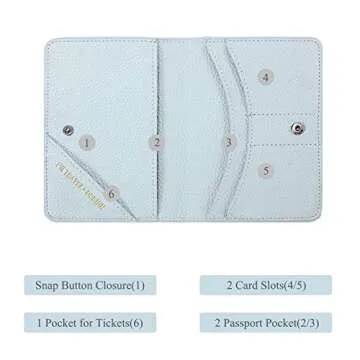 Lychii Passport Holder Cover, PU Leather Travel Wallet Case Organiser for Passport, Business Cards, Credit Cards, Boarding Passes (Blue(wallet+tag))