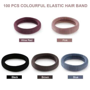 100 Pcs Thick Seamless Hair Ties, Ponytail Holders Hair Accessories No Damage for Thick Hair, Christmas Accessories Gifts (Natural Colors)