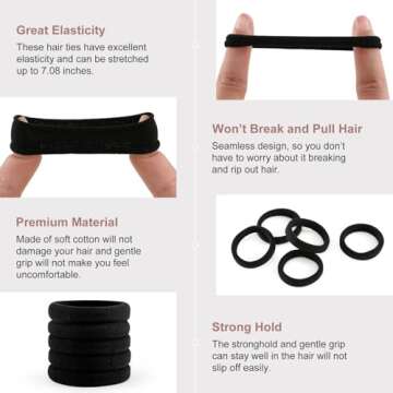 100 Pcs Thick Seamless Hair Ties, Ponytail Holders Hair Accessories No Damage for Thick Hair, Christmas Accessories Gifts (Natural Colors)