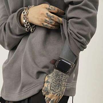 NIGHTCRUZ Compatible with Leather Apple Watch Band - Wide Leather Adjustable Bracelet for Apple Watc...