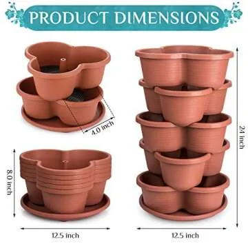 Amazing Creation Stackable Planter, Terracotta 5-Tier Vertical Garden Planter, Grow Your Own Vertical Oasis of Vegetables and Succulents