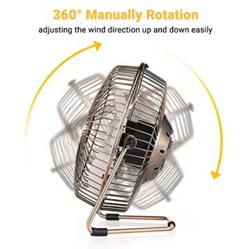 EasyAcc 6 Inch USB Desk Fan, 360°Rotation Small and Quiet,Powerful Portable Strong Airflow,Mini Met...