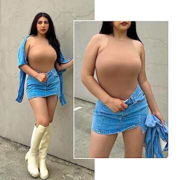 SHAPERX Women's Fit Everybody Sleeveless Bodysuit Soft High Neck T-shirt Body Suits with Thong Design, SZ5241-Sienna-XS