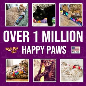 Kitty Kick Stix 11" Original Catnip Kicker Toy (Set of 2), Handmade in USA by Cat Lovers, Interactive Natural Cat & Kitten Toy, Packed with 100% Potent Catnip for All Breeds