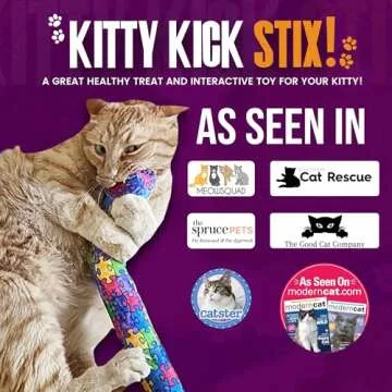 Kitty Kick Stix 11" Original Catnip Kicker Toy (Set of 2), Handmade in USA by Cat Lovers, Interactive Natural Cat & Kitten Toy, Packed with 100% Potent Catnip for All Breeds