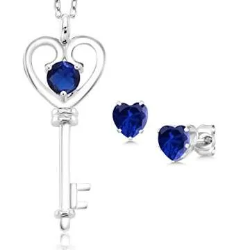 Elegant Gem Stone King Blue Sapphire Jewelry Set