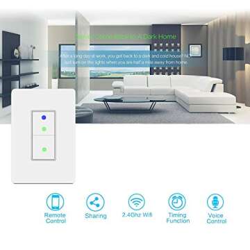 SANA Smart Wi-Fi Wall Light Switch - Compatible with Alexa