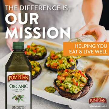 Pompeian USDA Organic Smooth Extra Virgin Olive Oil, First Cold Pressed, Smooth, Delicate Flavor, Perfect for Sautéing & Stir-Frying, 24 FL. OZ.