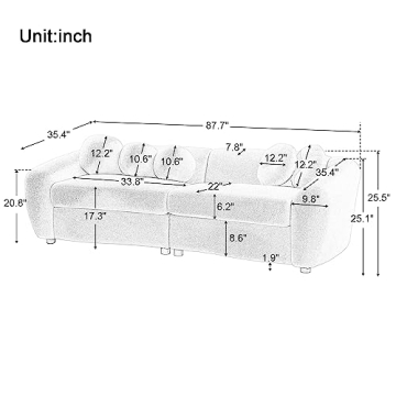 DREAMODERN 87.7" Sectional Curved Sofa Couch in Beige