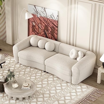 DREAMODERN 87.7" Sectional Curved Sofa Couch in Beige