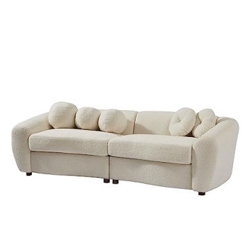 DREAMODERN 87.7" Sectional Curved Sofa Couch in Beige