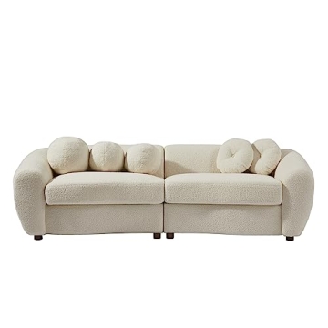 DREAMODERN 87.7" Sectional Curved Sofa Couch in Beige