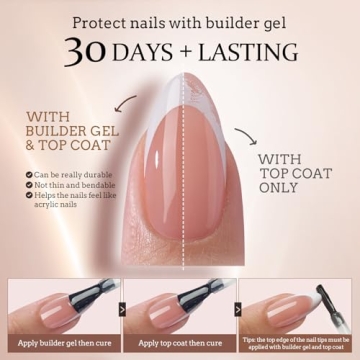 BTArtbox Press On Nails Almond - Stunning French Styles