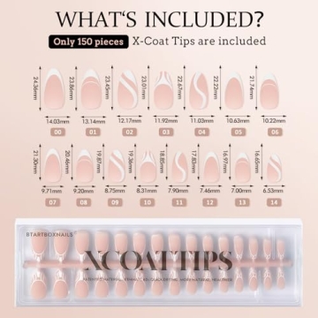 BTArtbox Press On Nails Almond - Stunning French Styles