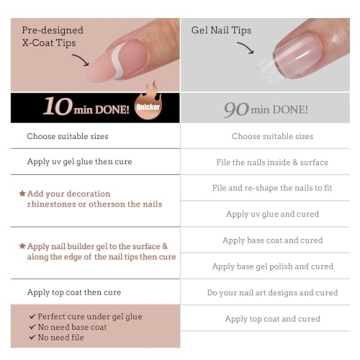 BTArtbox Press On Nails Almond - Stunning French Styles