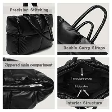 VINMIWE Puffer Tote Bag, Extra Large Luxury Bags for Women Unicloud Puffy Shoulder Quilted Handbag Woven Underarm Designer