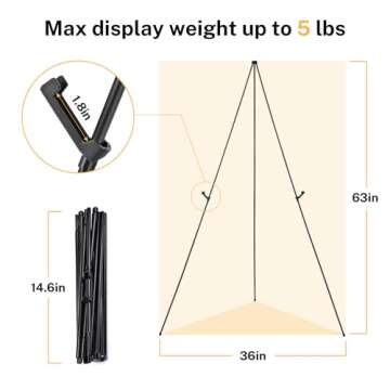 Magicfly Easel Stand for Display, 2 Pack Easel 63 Inch Portable Easel for Wedding Sign, Poster easel...