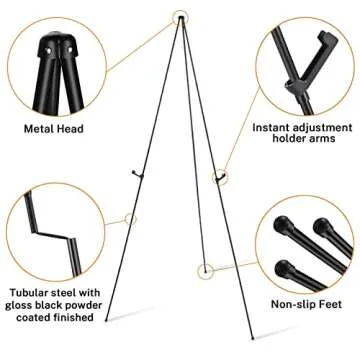 Magicfly Easel Stand for Display, 2 Pack Easel 63 Inch Portable Easel for Wedding Sign, Poster easel, White Boards, Collapsible Painting Art easel for Floor, Telescoping Metal Easel Tripod, Black