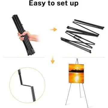 Magicfly Easel Stand for Display, 2 Pack Easel 63 Inch Portable Easel for Wedding Sign, Poster easel, White Boards, Collapsible Painting Art easel for Floor, Telescoping Metal Easel Tripod, Black