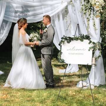 Magicfly Easel Stand for Display, 2 Pack Easel 63 Inch Portable Easel for Wedding Sign, Poster easel, White Boards, Collapsible Painting Art easel for Floor, Telescoping Metal Easel Tripod, Black