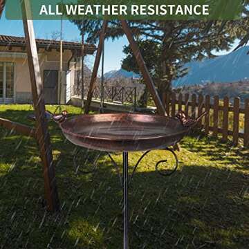 DREAMSOUL Outdoor Garden Bird Bath - Elegant Metal Bird Feeder and Bath