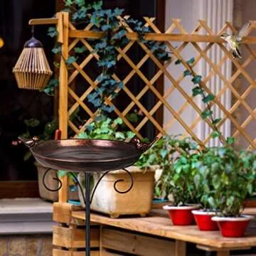 DREAMSOUL Metal Bird Bath for Garden Decor and Birds