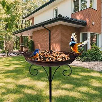 DREAMSOUL Metal Bird Bath for Garden Decor and Birds