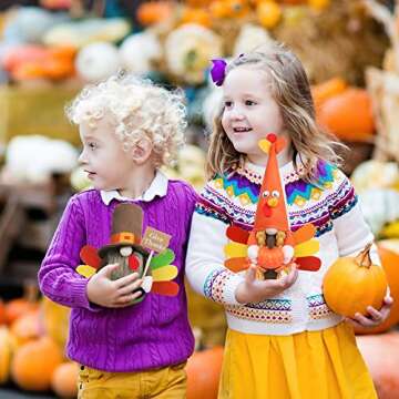 Thanksgiving Gnome Plush Decorations - 2 Pcs Mr and Mrs Turkey Gnomes Handmade Scandinavian Autumn Tomte - Fall Season Decor, Tiered Tray Decor, Thanksgiving Table Decoration, Housewarming Present